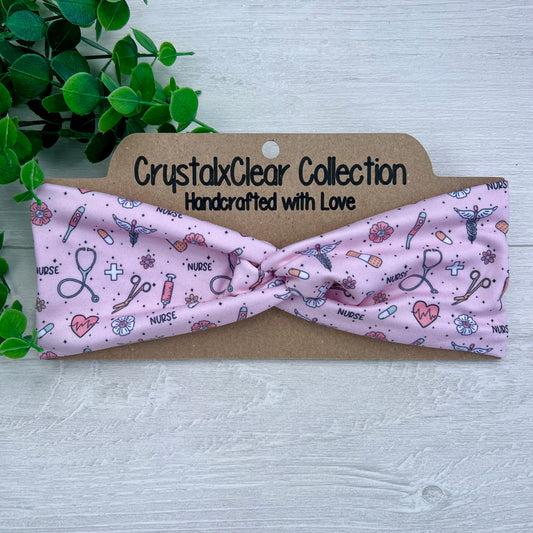 Floral Nurse Twist Knot Headband