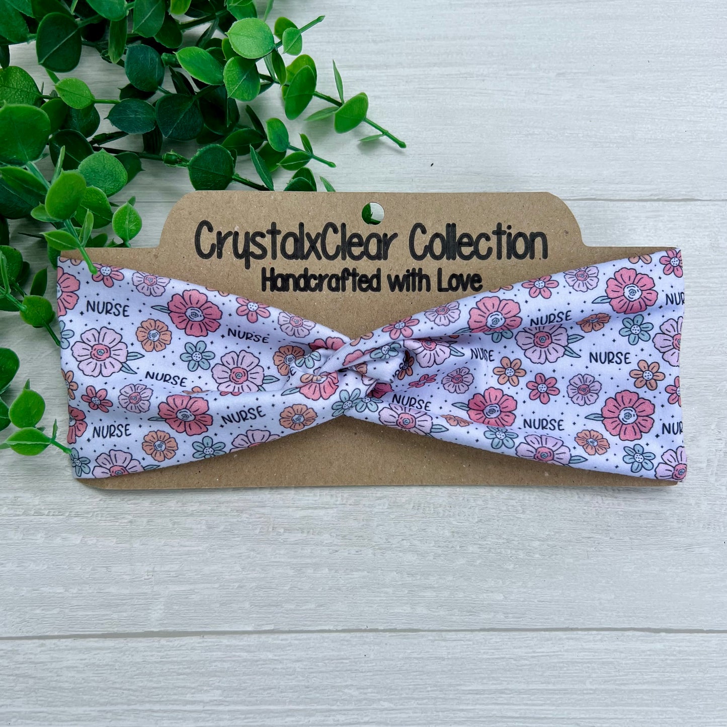 Floral Nurse Soft Stretch Twist Knot Headband | CrystalxClear Collection