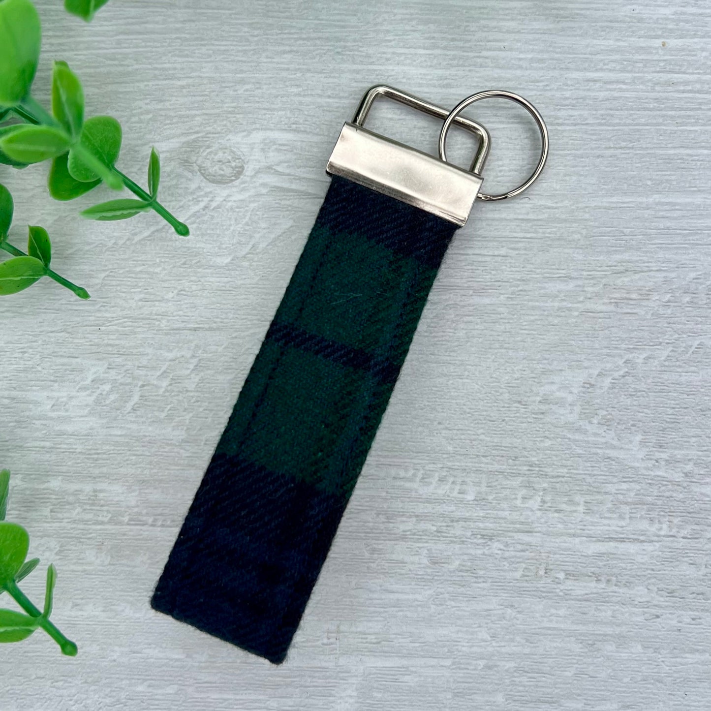 Blue Green Plaid Fabric Key Fob Handles for Easy Carrying | CrystalxClear Collection