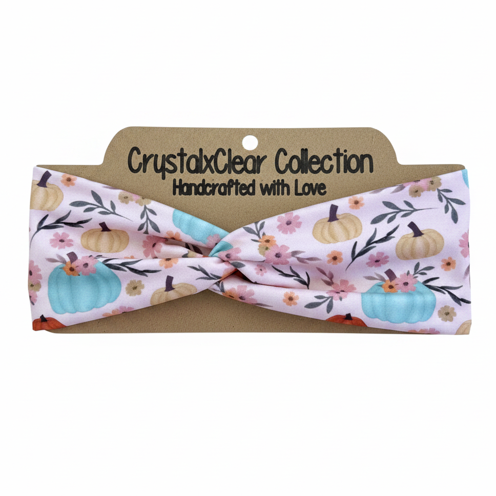 Fall Pumpkins Soft Stretch Twist Knot Headband | CrystalxClear Collection