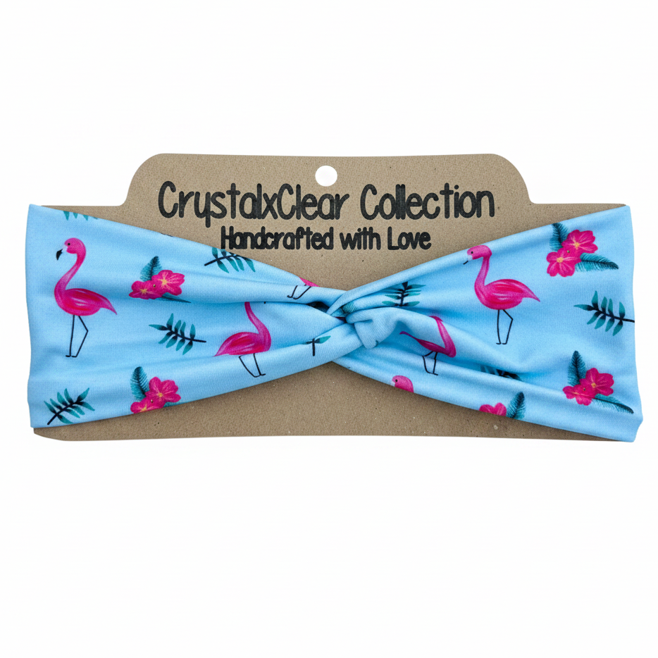 Flamingo Soft Stretch Twist Knot Headband | CrystalxClear Collection