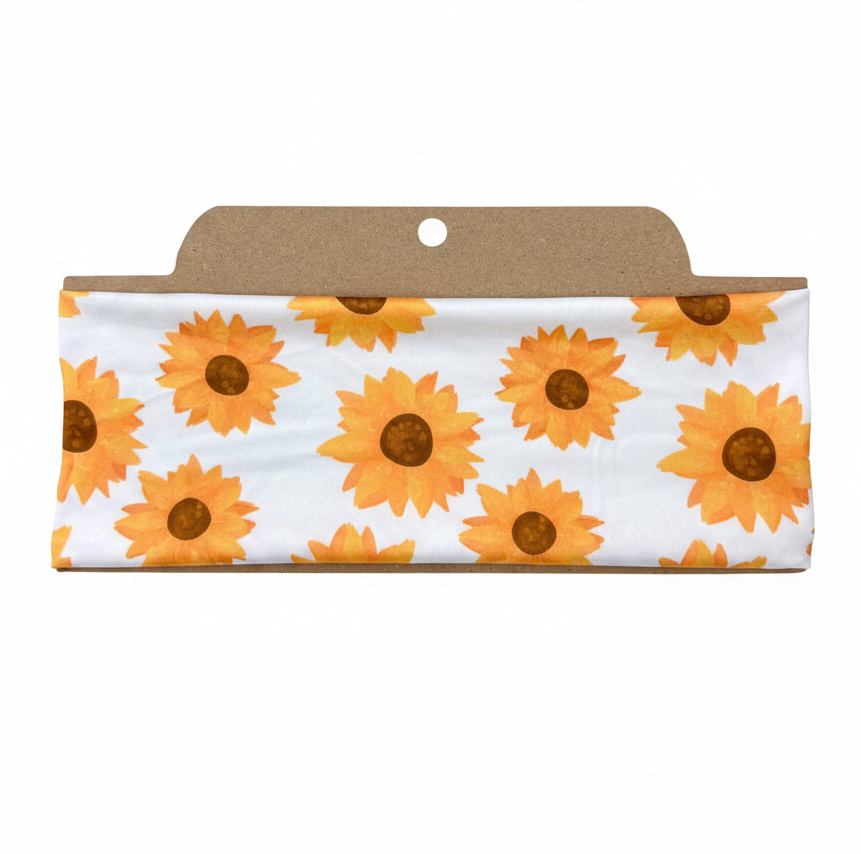 White Sunflower Soft Stretch Twist Knot Headband | CrystalxClear Collection