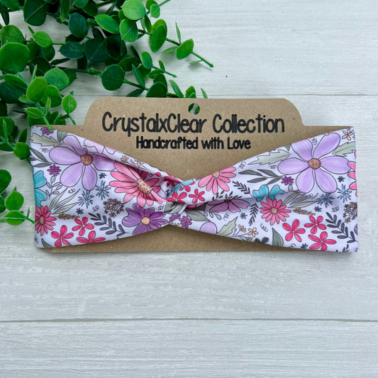 Spring Floral Soft Stretch Twist Knot Headband | CrystalxClear Collection