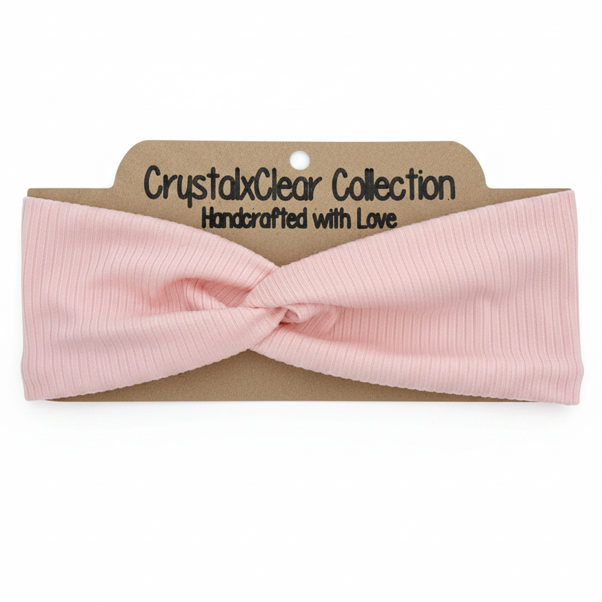 Ribbed Solid Blush Soft Stretch Twist Knot Headband | CrystalxClear Collection