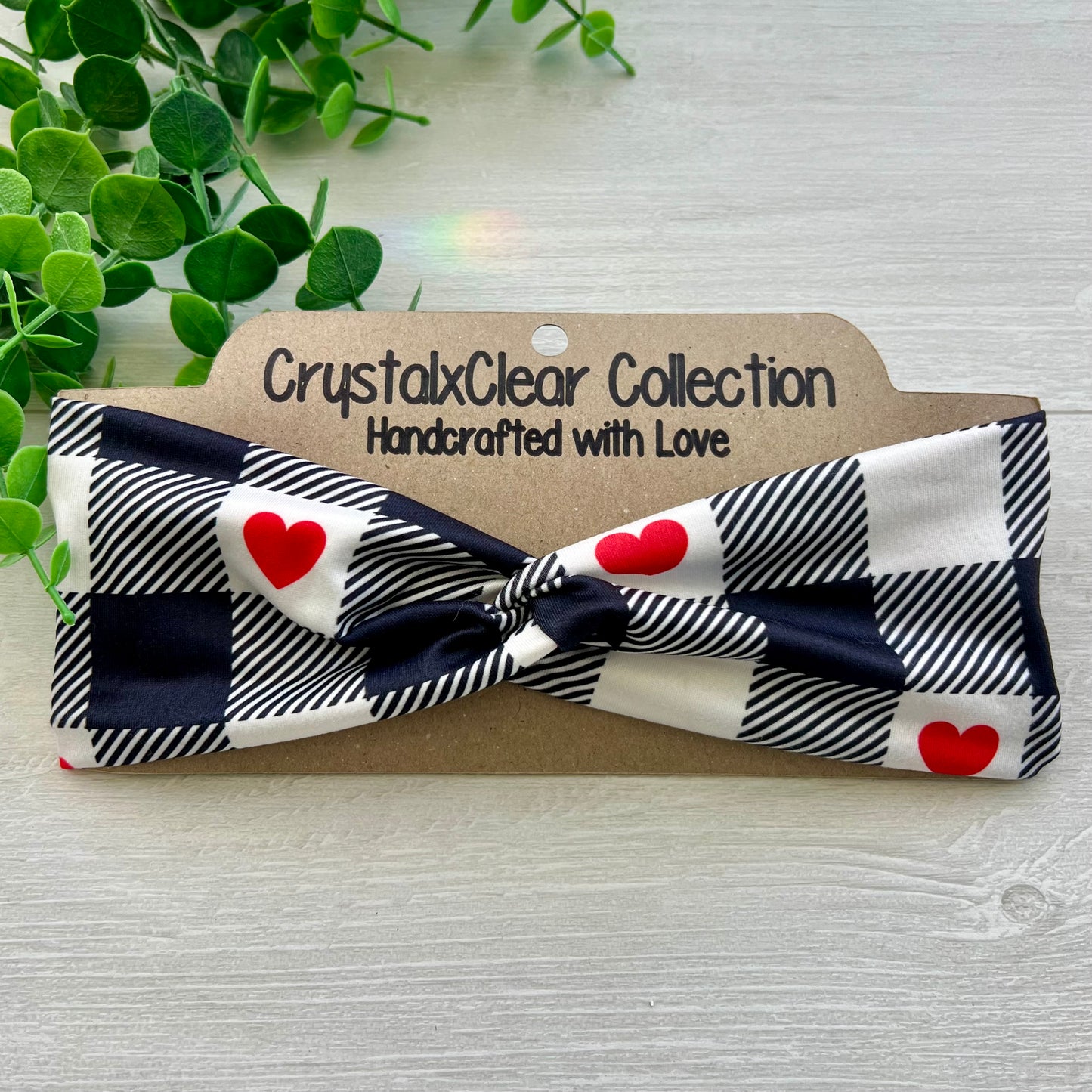 Plaid Hearts Headband