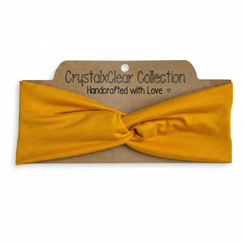 Solid Mustard Soft Stretch Twist Knot Headband | CrystalxClear Collection