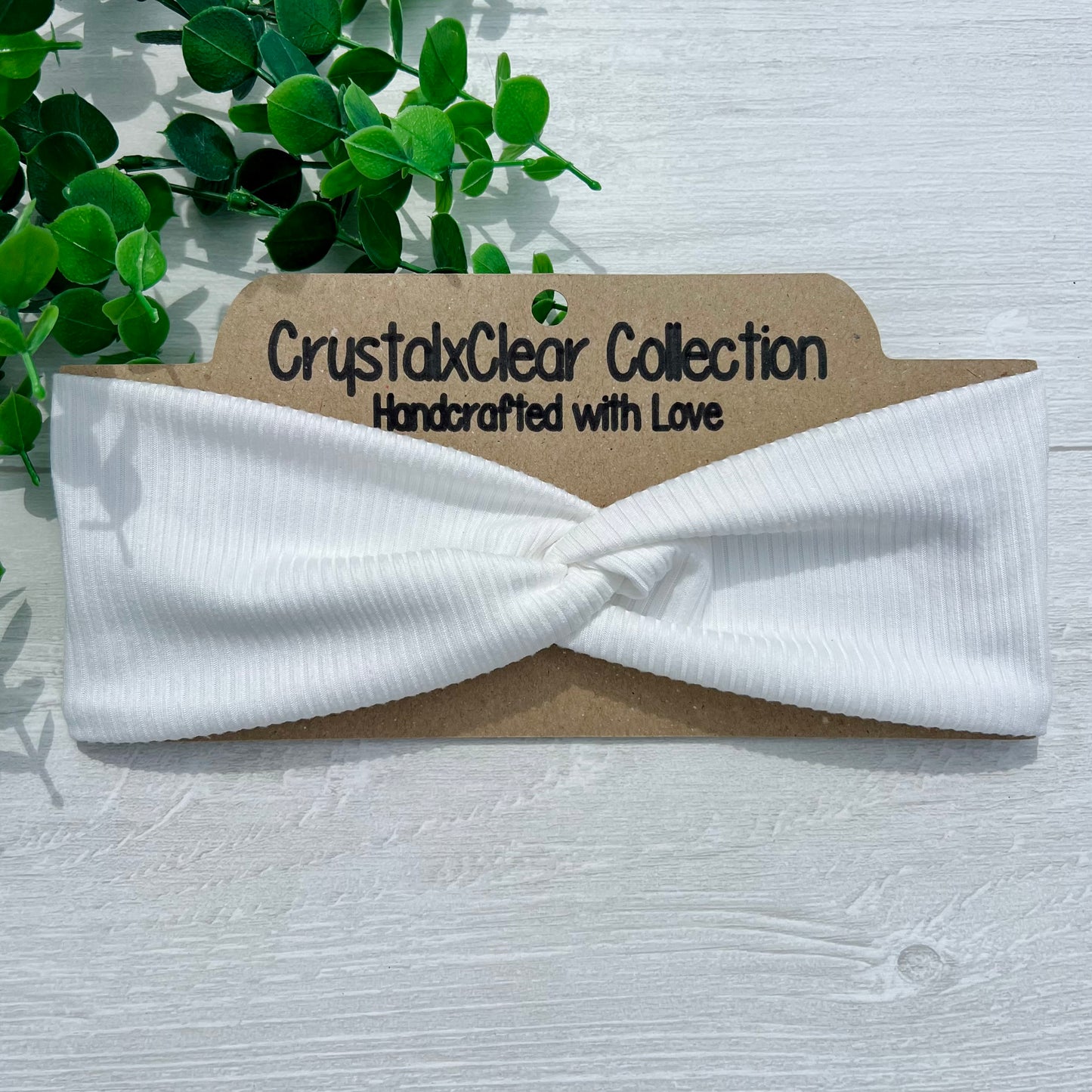 Ribbed Solid White Soft Stretch Twist Knot Headband | CrystalxClear Collection