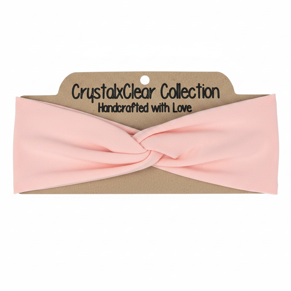Light Pink Soft Stretch Twist Knot Headband | CrystalxClear Collection