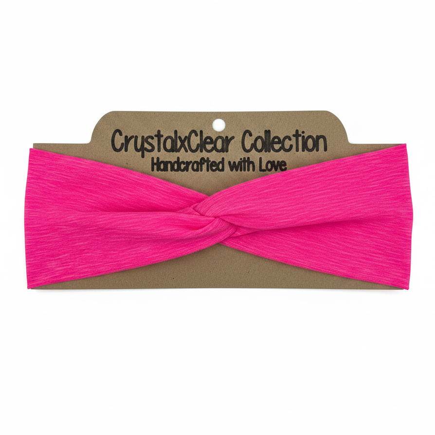 Heather Hot Pink Soft Stretch Twist Knot Headband | CrystalxClear Collection