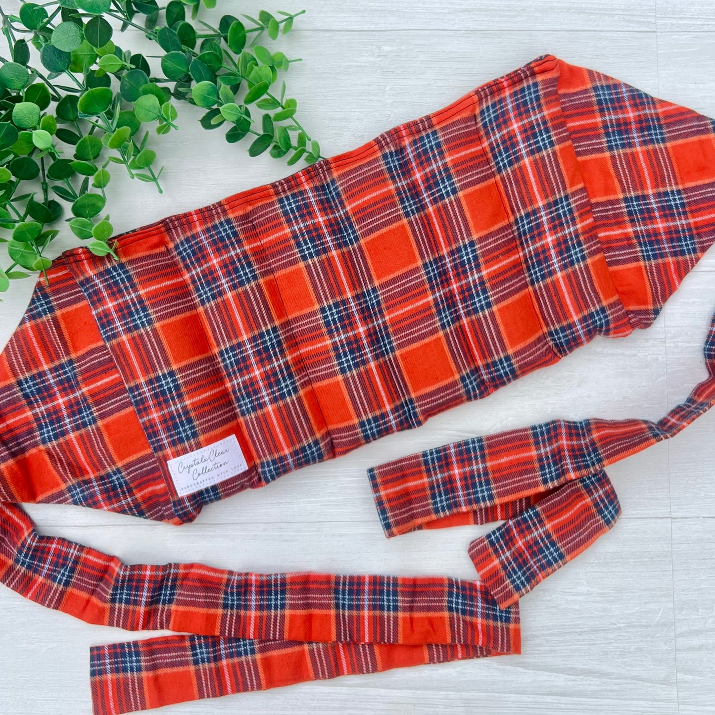 Orange Plaid Hands-Free Microwave Heating Pad for Lower Back | CrystalxClear Collection