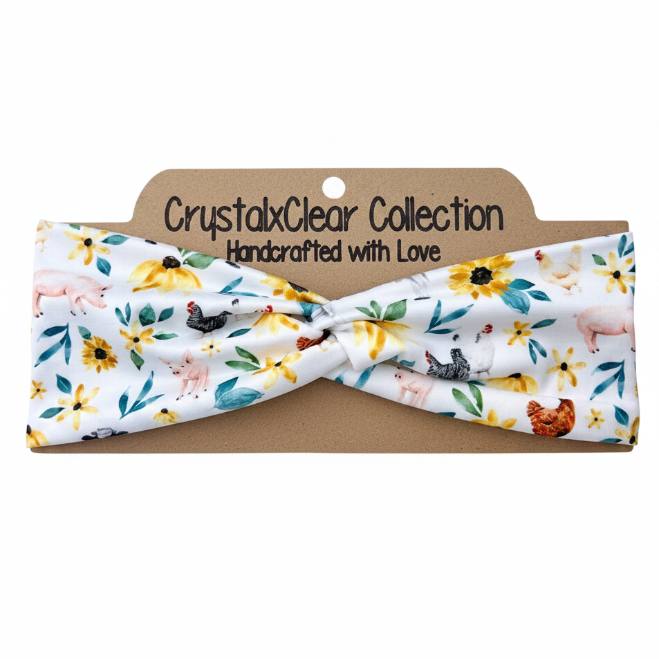 Farm Animal Fun Soft Stretch Twist Knot Headband | CrystalxClear Collection