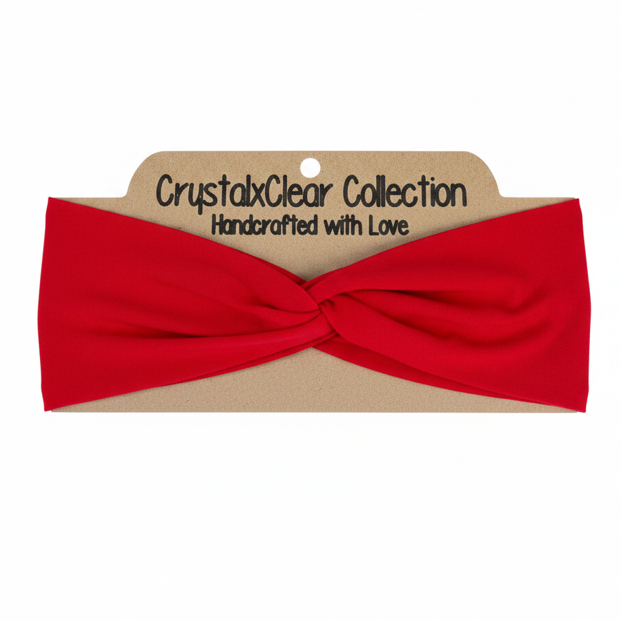Solid Red Soft Stretch Twist Knot Headband | CrystalxClear Collection