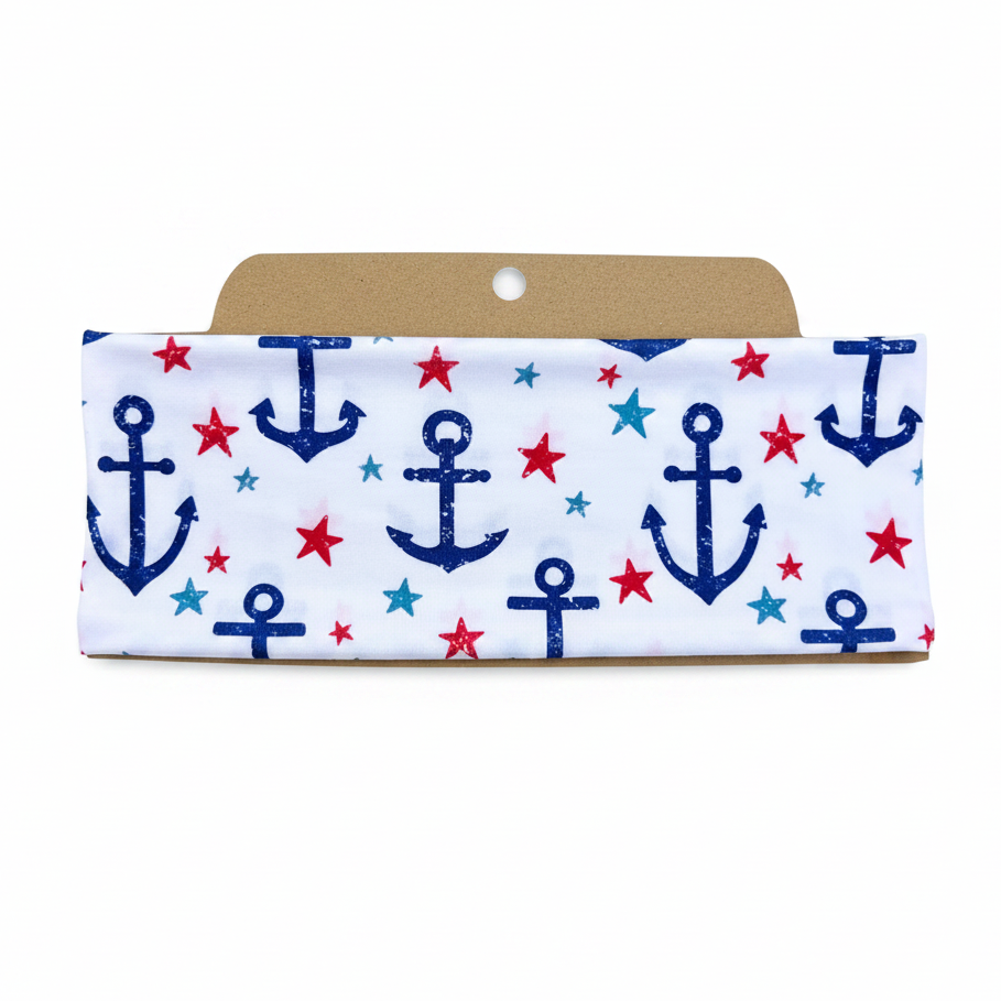Patriotic Anchor Soft Stretch Twist Knot Headband | CrystalxClear Collection
