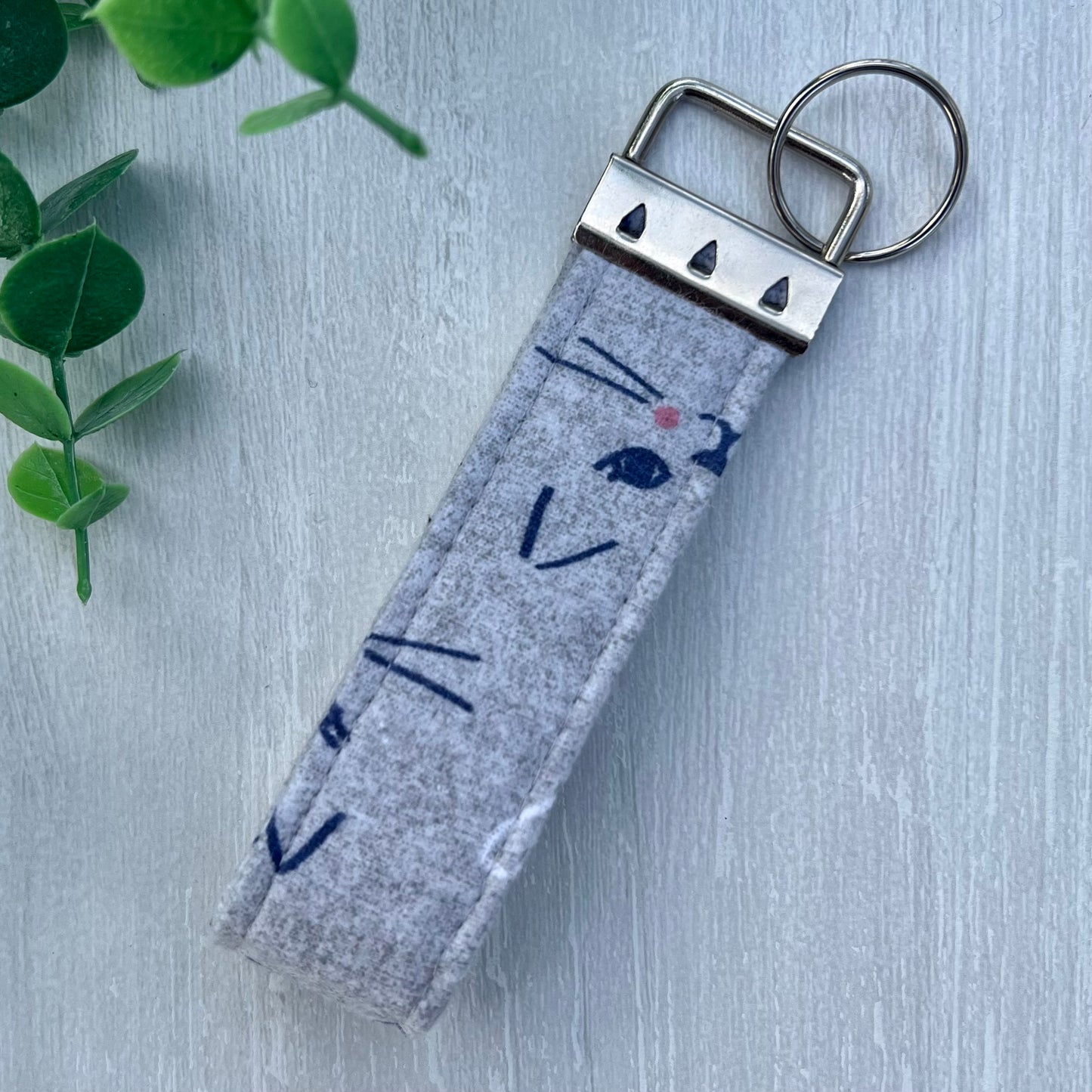 Hearts & Whiskers - Fabric Keychain Handle