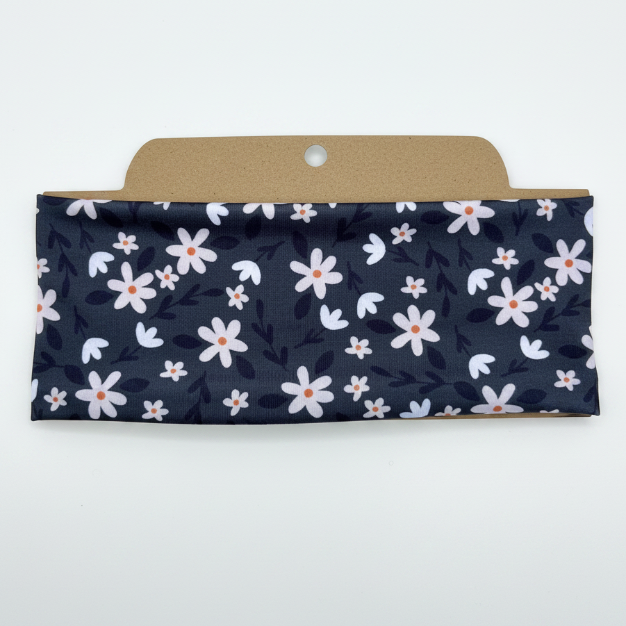 White Floral Soft Stretch Twist Knot Headband | CrystalxClear Collection