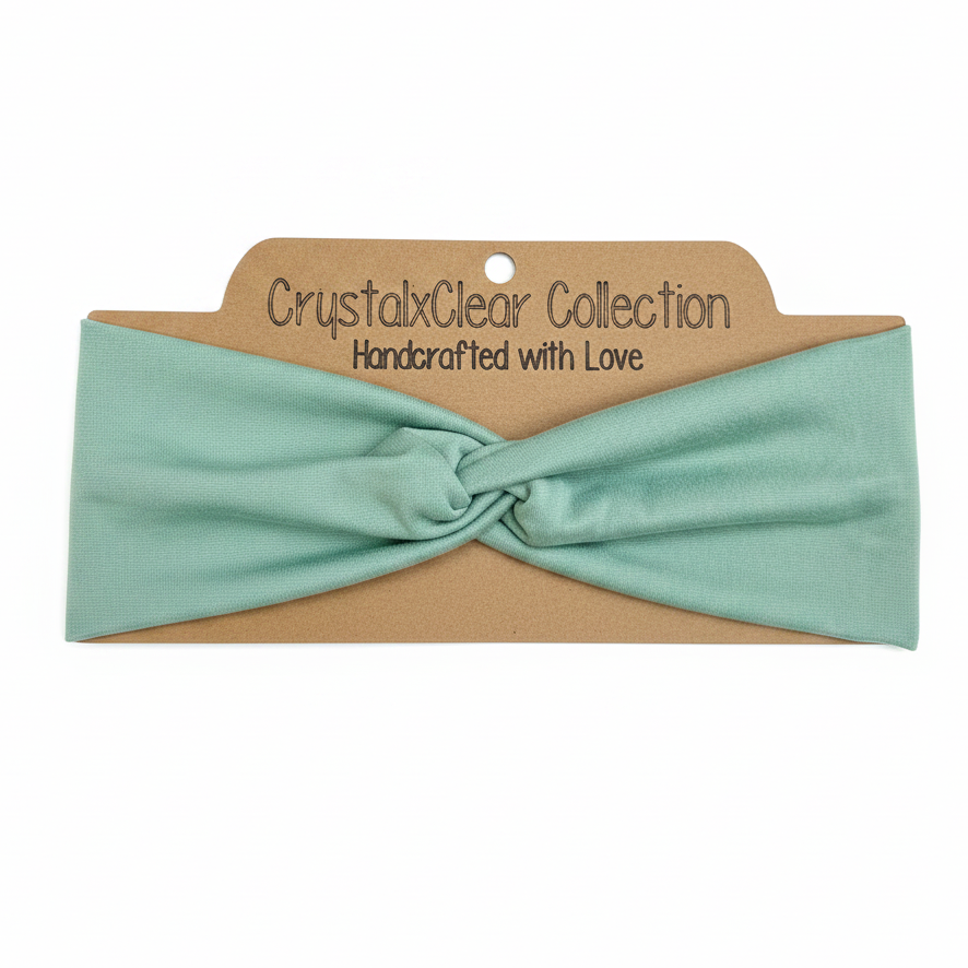 Solid Sage Soft Stretch Twist Knot Headband | CrystalxClear Collection