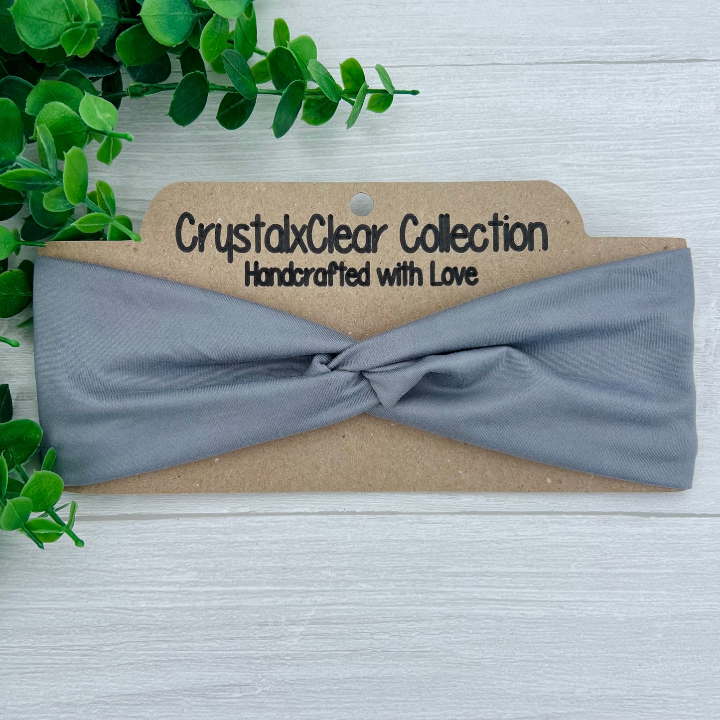 Solid Gray Soft Stretch Twist Knot Headband | CrystalxClear Collection