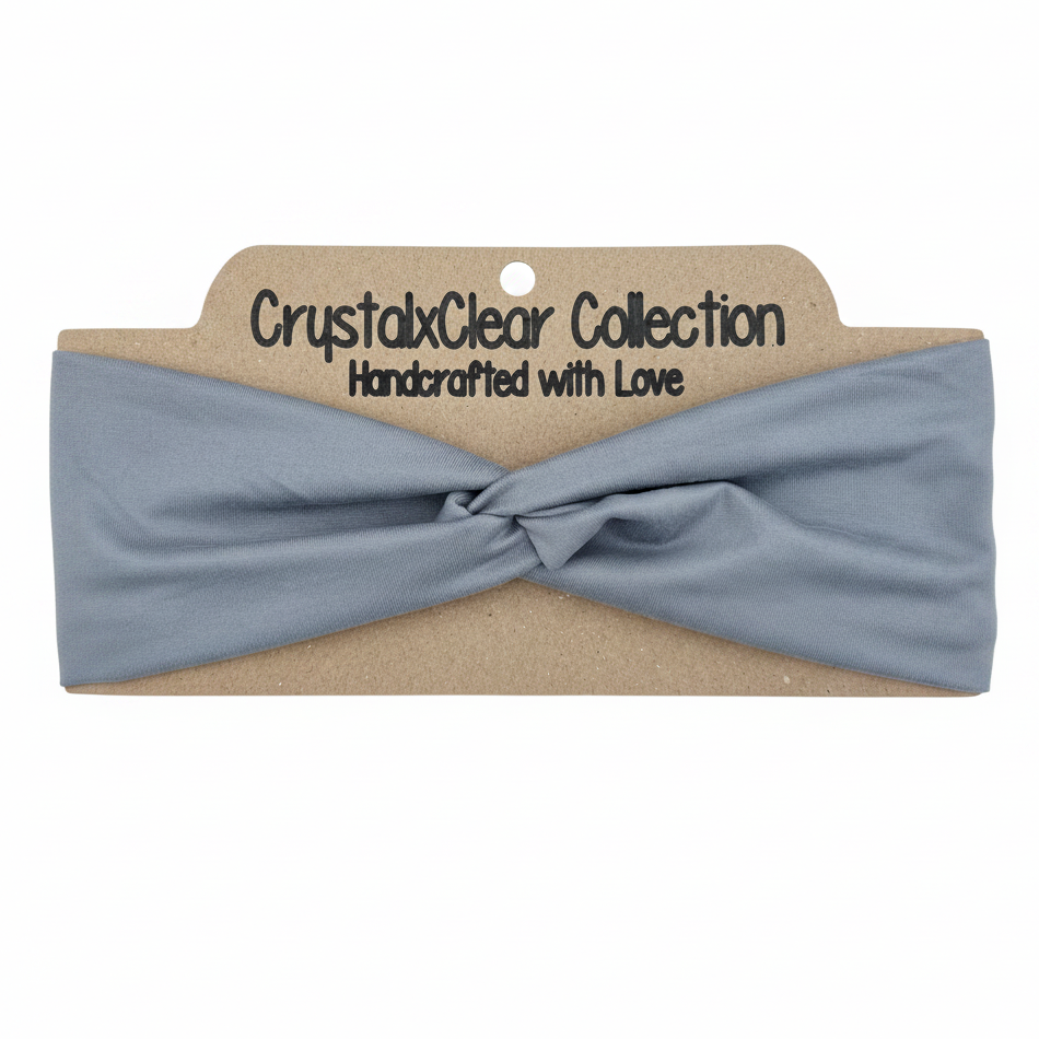 Solid Gray Soft Stretch Twist Knot Headband | CrystalxClear Collection