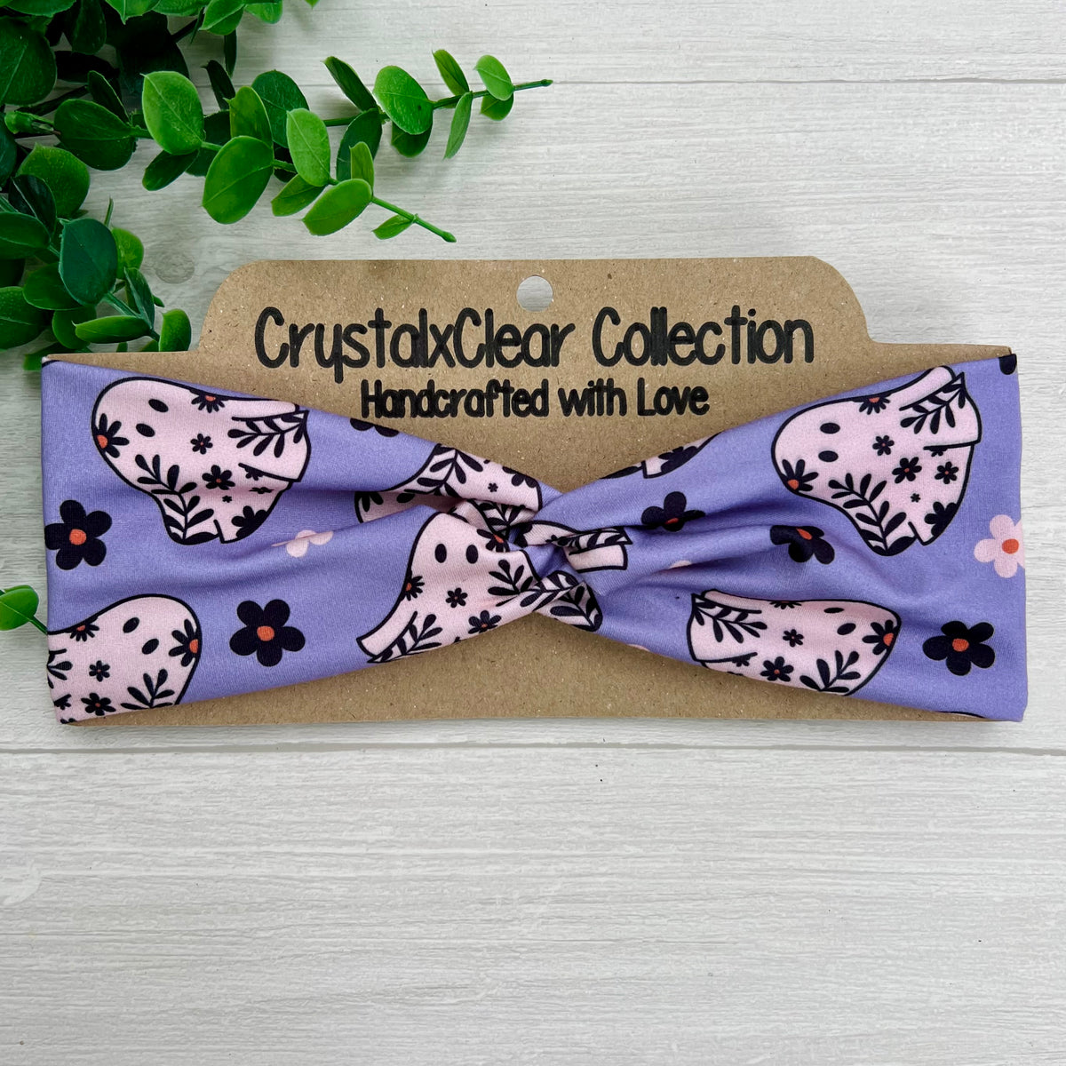 Floral Ghosts Soft Stretch Twist Knot Headband | CrystalxClear Collection