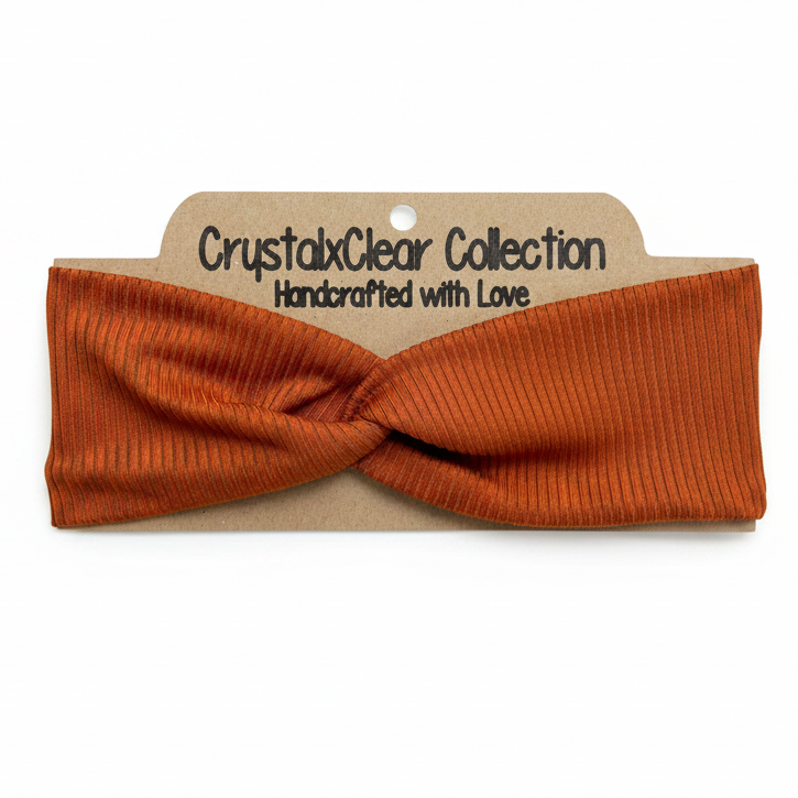 Ribbed Solid Gingerbread Soft Stretch Twist Knot Headband | CrystalxClear Collection