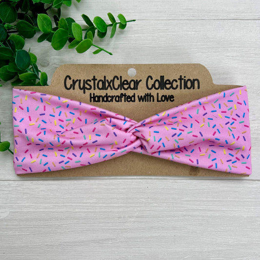Sprinkle Me Pink Soft Stretch Twist Knot Headband | CrystalxClear Collection