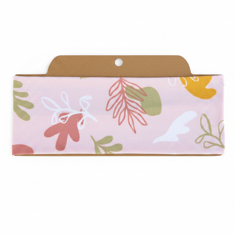 Pale Pink Leaves Soft Stretch Twist Knot Headband | CrystalxClear Collection