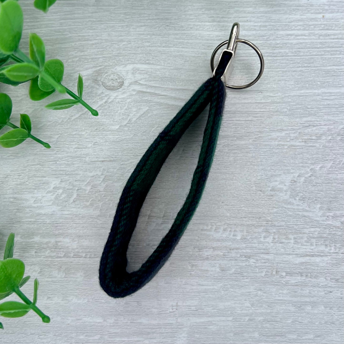 Blue Green Plaid Fabric Key Fob Handles for Easy Carrying | CrystalxClear Collection