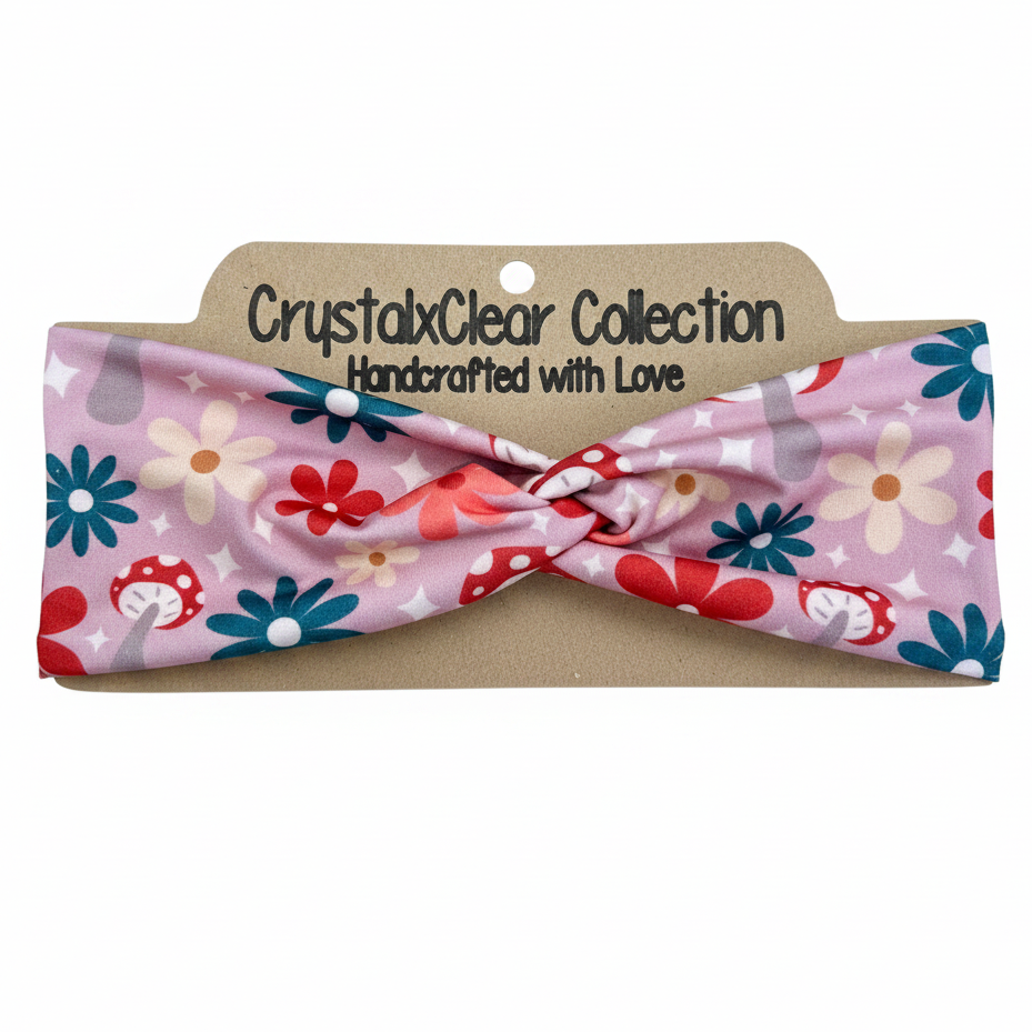 Magical Mushroom Soft Stretch Twist Knot Headband | CrystalxClear Collection