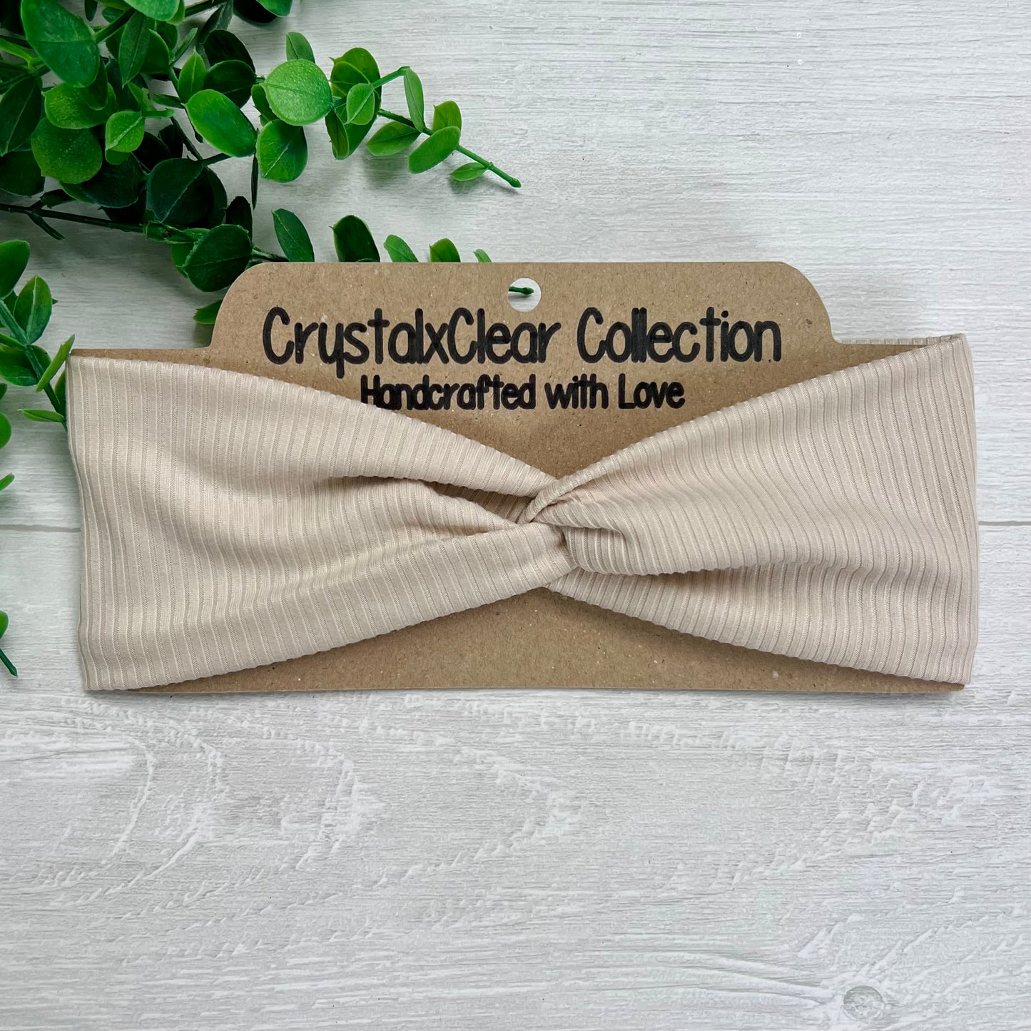 Ribbed Solid Taupe Soft Stretch Twist Knot Headband | CrystalxClear Collection