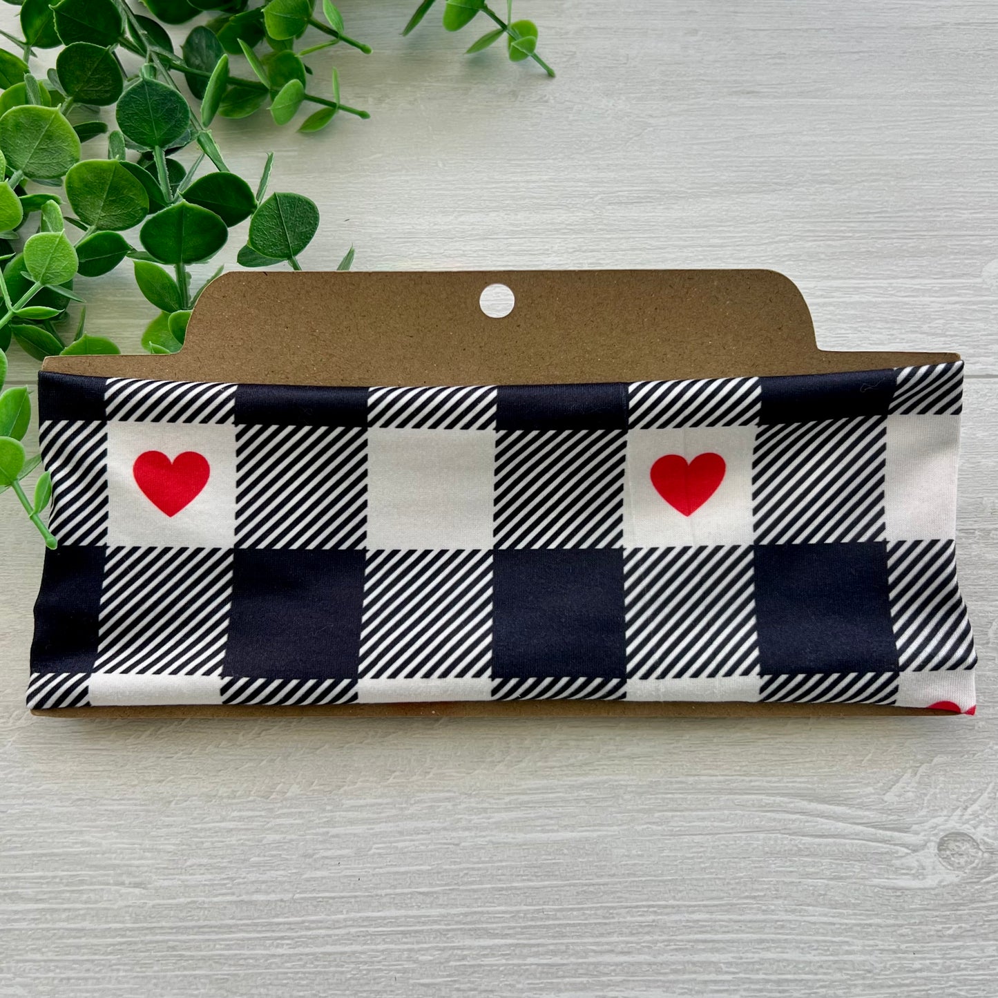 Plaid Hearts Headband