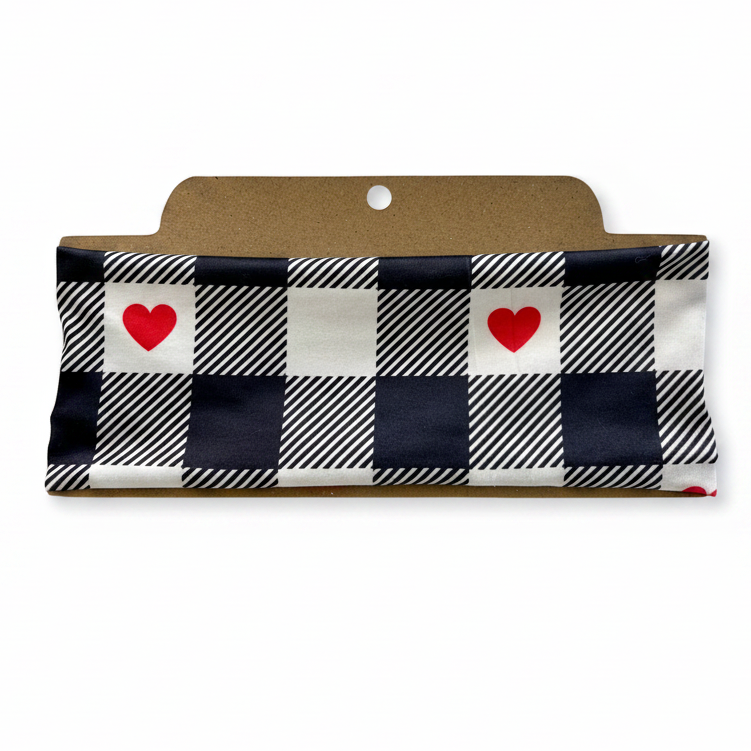 Plaid Hearts Soft Stretch Twist Knot Headband | CrystalxClear Collection