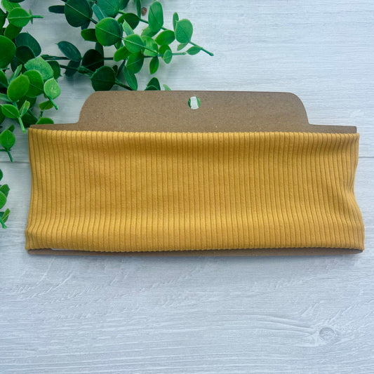 Ribbed Solid Mustard Soft Stretch Twist Knot Headband | CrystalxClear Collection