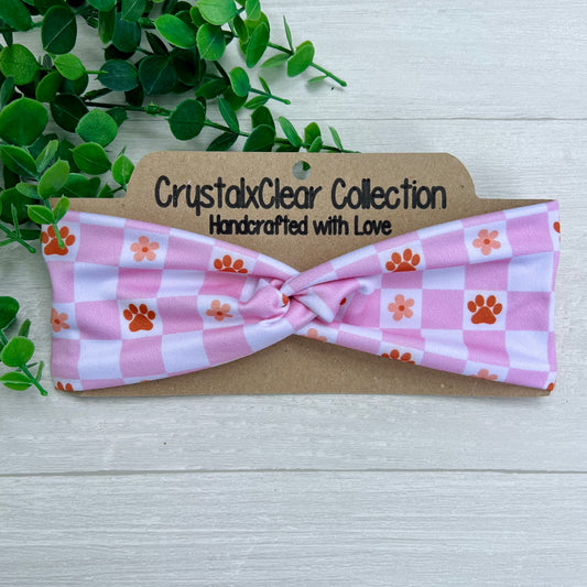 Paw Prints Soft Stretch Twist Knot Headband | CrystalxClear Collection