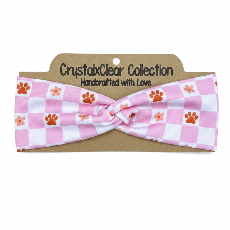 Paw Prints Soft Stretch Twist Knot Headband | CrystalxClear Collection