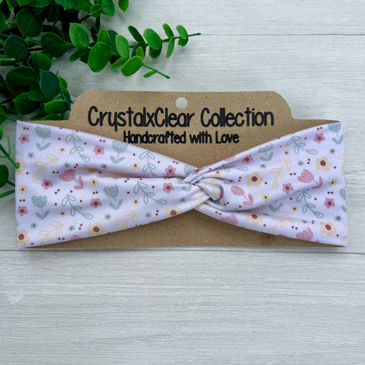 Pastel Floral Soft Stretch Twist Knot Headband | CrystalxClear Collection